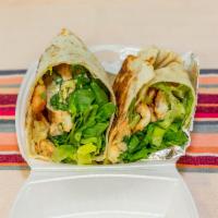 Grilled Chicken Caesar Wrap · Grilled chicken, romaine lettuce, Parmesan cheese, honey mustard and or BBQ sauce.