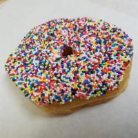 White icing sprinkle donut · 