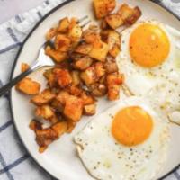 2 EGGS ANY STYLE · all serve w/home fries or french fries and toast
