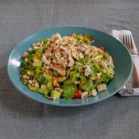 Asian Chicken Salad · Mango, cherry tomato, avocado, peanuts, red onion, carrots, cold sesame noodles and sesame c...