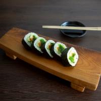 5 Piece Vegetarian Lovers Roll · Seaweed salad, kaiware radish, cucumber, avocado and pickled burdock.