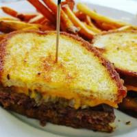 Patty Melt · Fresh beef patty with grilled onions & melted cheddar cheese on delicious rye bread. Served ...