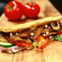 Gyro Sandwich · Lamb, Feta, Cucumber, Tomato, Red Onion, Arugula, Tzatziki Sauce