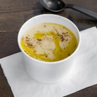 Avgolemono Soup · Chicken, lemon and rice.