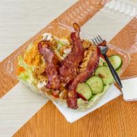 House Club Salad · Lettuce, tomatoes, carrots, cucumbers, onions, cheese, chopped grilled chicken, bacon, with ...
