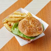 Angus Chickadees Burger Meal · Sesame seed bun, 100% angus beef, lettuce, tomato, onion, jalapenos, pickles, mayo, yellow a...
