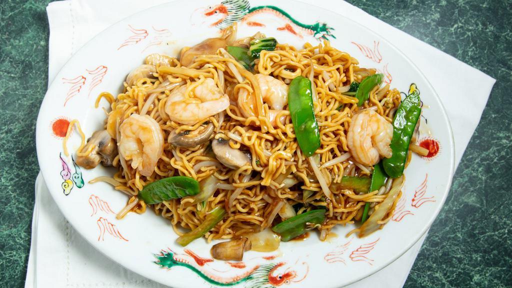 Shrimp Lo Mein · Egg noodle dish with shrimp.