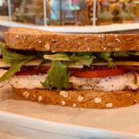 Chicken Club · Freshly grilled free range organic chicken breast served on 2 slices of multi-grain toast dr...