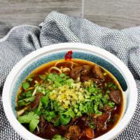 2. Taiwanese Tomato Beef Brisket Noodle Soup · Beef brisket, tomato, cilantro, pickled mustard and scallion.