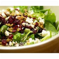 Cranberry Walnut with Chicken · Garden salad, blue cheese, dried cranberries, roasted walnuts and cranberry pecan dressing. ...