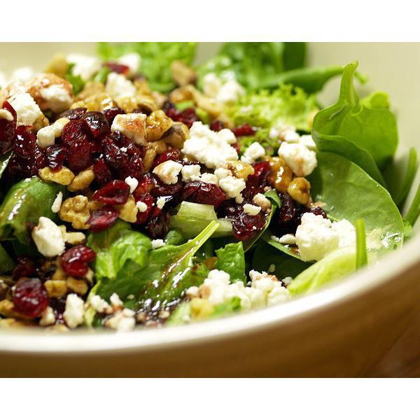 Cranberry Walnut with Chicken · Garden salad, blue cheese, dried cranberries, roasted walnuts and cranberry pecan dressing. With focaccia bread.