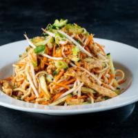 *Main Mein Salad · Cold Lo Mein Noodles with Bean Sprouts, Shredded Carrots, Scallions, Shredded Chicken, tosse...