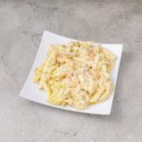 Seafood Pasta and  Cheese · Shrimp  with pasta and cheesy garlic sauce.