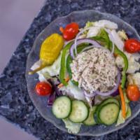 Chicken Salad  · Served with over a garden salad.
