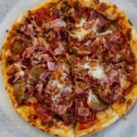 Meat Lovers Pizza · Pepperoni, sausage, hamburger, ham, salami and bacon.