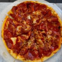 Pepperoni Dream Pizza · 50 slices on a small and 100 on a large, with our mozzarella blend.