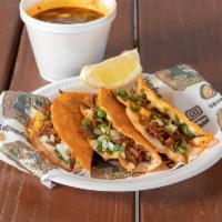 Birria Quesataco  · Crunchy birria taco with melted cheese. Buy 3 and get a free Consome. No need to add it we w...