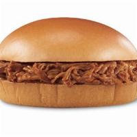 BBQ Pork Sandwich · Hickory smoked pulled pork barbecue served on a warm bun.