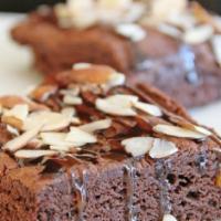 Gluten Free Chocolate, Carmel and Almond Brownie · 