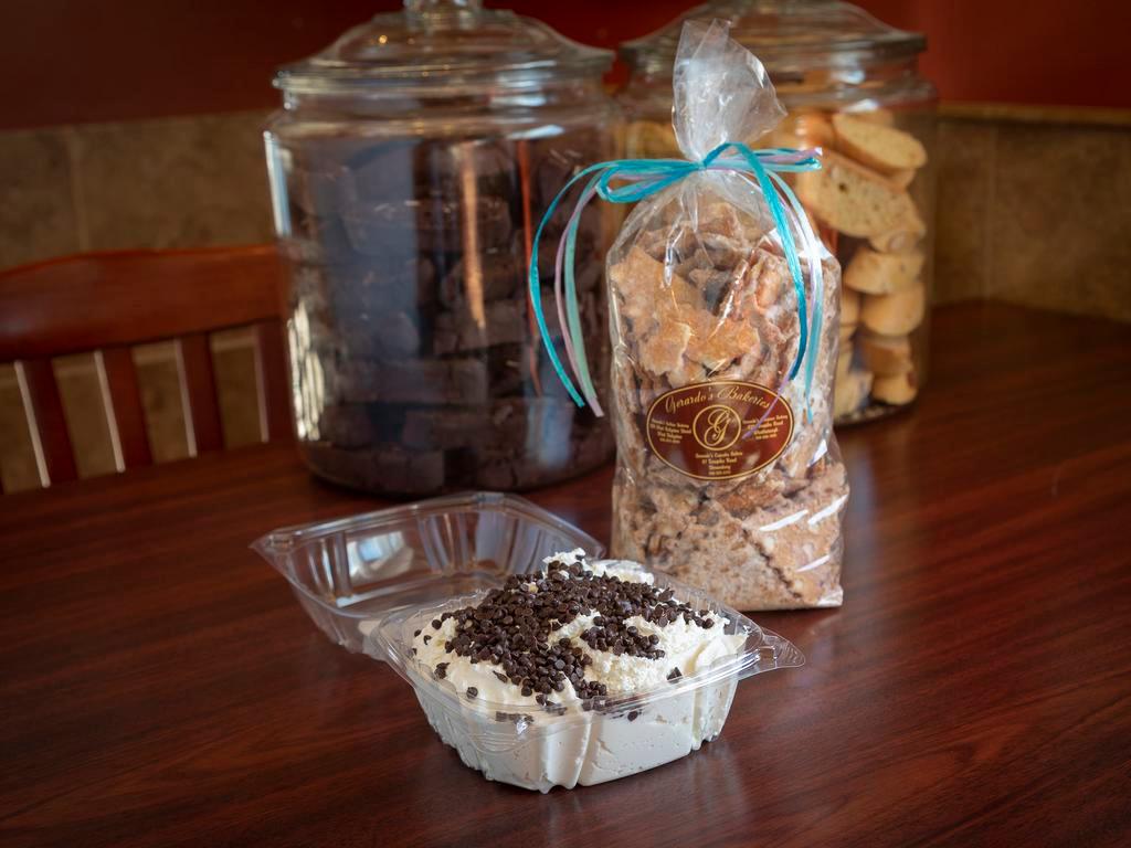 Cannoli Chips and Dip · Our popular cannoli chips along with your choice of cannoli filling for dipping.  (plain, chocolate chip, chocolate, Oreo, tiramisu or pistachio) 