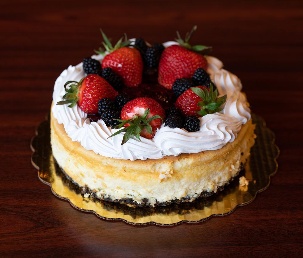 8 inch Cheesecake · Assorted flavors decorated with fresh fruit