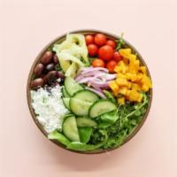 Greektown Salad · Planted Detroit Ingredients:  romaine, arugula microgreens, frill mix, parsley, dill. Toppin...