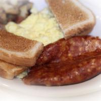 3 Eggs · Add bacon, sausage, ham, linguica, can hash or homemade hash for an additional charge.