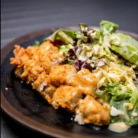 Bill’s Chicken Salad · Fried chicken, spring mix, egg, tomato, avocado, artichoke, Jack cheese, spicy mustard vinai...