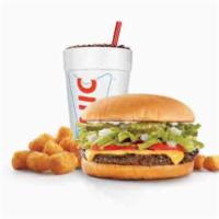 #1 - SONIC® Cheeseburger Combo · Comes with a drink and tots.