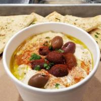 Baba Ghanoush · Roasted eggplant dip with pita bread