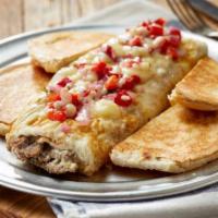 Steak ＆ Eggs Platter · Egg-whites omelet w/ thin-cut Palomilla steak, shredded cheese, grilled peppers ＆ onions ＆ t...