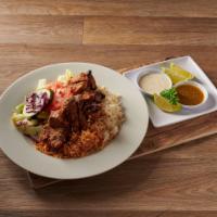 Beef Kabob · Served with fresh baked, steamed basmati rice and salad.