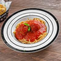 Spaghetti with Meatballs · Italian style meatballs in a homemade tomato sauce served over spaghetti.
