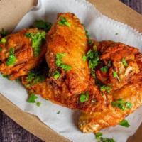 Hey Wings 5pc · Un-breaded Deep-fried Jumbo Chicken Wings. Choice of Buffalo, BBQ, or Plain