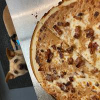 PB&B Pizza · Peanut butter, bacon, mozzarella, gluten free crust.