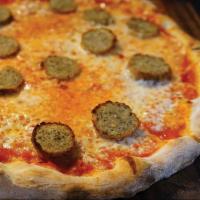 Meat Ball Pizza · Tomato sauce, cheese, sliced meatballs.