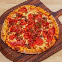 Meat Lovers Pizza · Tomato sauce, cheese, pepperoni, sausage, bacon