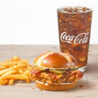 NEW Texas Bacon Takeover - Chicken Sandwich Combo · For a limited time, enjoy it Texas-style by adding crispy thick-cut Applewood Smoked Bacon t...