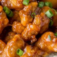 Orange Chicken · Served with steamed rice. Hot and spicy. 