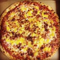 Hawaiian Gourmet Pizza · Ham, pineapple and crispy bacon and cheese.