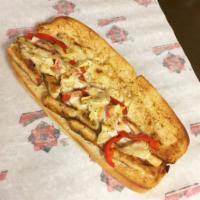 Mediterranean Sub · Grilled chicken strips, roasted red peppers, artichoke hearts and drizzled with a peppery ch...