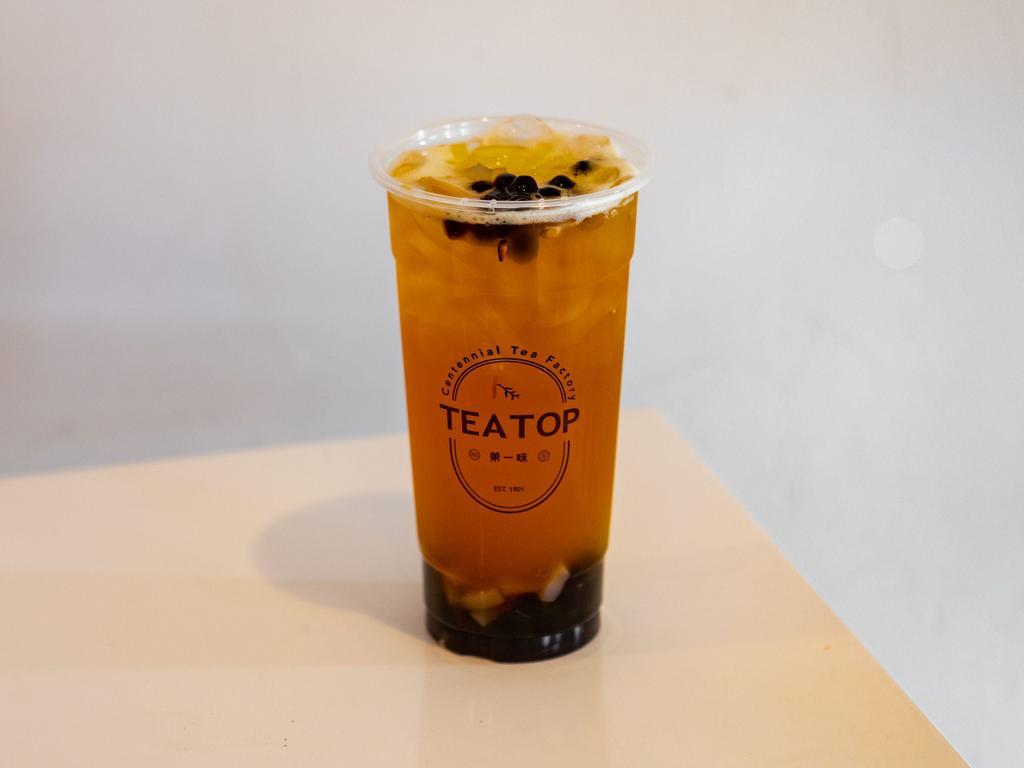 10. Passion Green Tea Medley · Refreshing Passion Fruit Flavored. Pineapple Jelly and boba included
