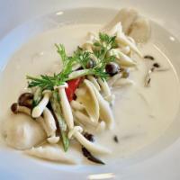 Fish Chowder · Fillet sole with dill, galanga, kaffir lime leaf, lemongrass, cilantro, spinach, and mushroo...