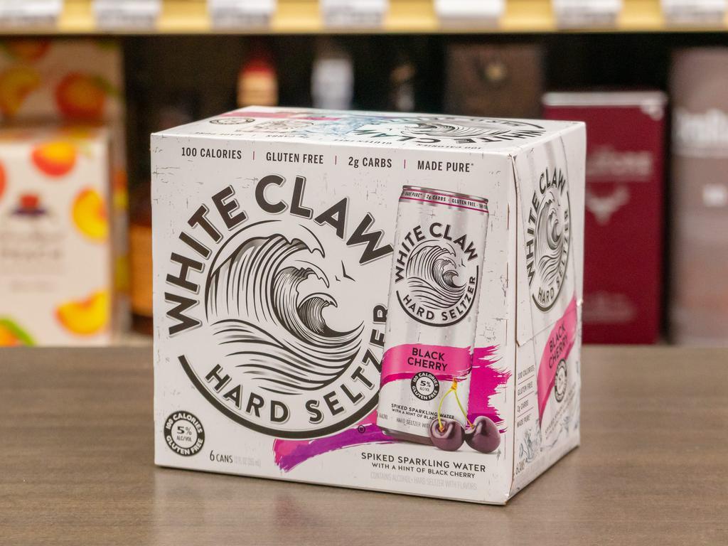 6 Pack - 12 oz. Can of White Claw Black Cherry Hard Seltzer (5.0% ABV) · Must be 21 to purchase.