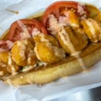 Shrimp Po Boy Sandwich · Lettuce, tomato, tartar sauce or sweet coleslaw on a hoagie.