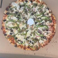 Veggie Attack (The 420) · Mushroom, Green Pepper, Green Olive and Black Olives, Onion