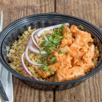 Paneer Makhani Bowl · Paneer makhani (soft Indian cheese with butter, spices and tomato-cream sauce) served over a...
