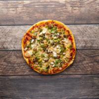 Veggie Thin Crust Pizza · Fresh mushrooms, green peppers, onions and garlic.