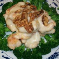 Crystal Shrimp · Lightly fried shrimp coated with a sweet mayonnaise sauce, then topped with crispy walnuts a...