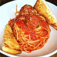 Spaghetti and Meatballs · Meatballs and homemade marinara sauce.